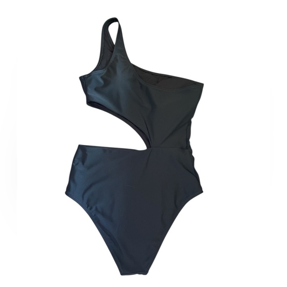Aerie Cut Out One Shoulder One Piece Swimsuit S Black - Picture 4 of 8